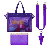 Sac de rangement pour fil - Sac en maille transparente de grande capacité | Sac à crochet tricoté pour la maison, l'intérieur et l'extérieur, les voyages, l'école, la petite amie, la sœur, pourpre