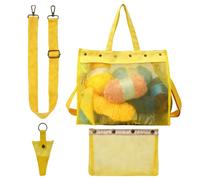 Sac de rangement pour fil - Sac en maille transparente de grande capacité | Sac à tricot et crochet, organiseur portable, maison, intérieur et extérieur, voyage, école, cadeau f, Jaune, voir