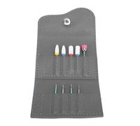 Sac de Rangement pour Forets à Ongles 16 Trous, Organisateur de 9 Pièces en Cuir PU, étanche à la Poussière, Portable, pour Têtes de Meulage D'ongles