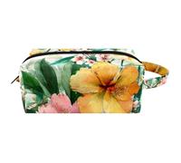 Sac de rangement pour maquillage à suspendre avec motif floral tropical aquarelle et fleurs colorées, Multicolore 02, 8.2x3.1x3.5 in/21x8x9 cm