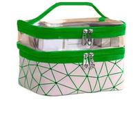 Sac de Rangement pour Maquillage Double Portable Large Capacity Makeup Bag Korean Version Ringer Travel Multifunctional Toiletry Bag Portable Storage Bag(Deep Green)