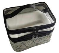 Sac de Rangement pour Maquillage Double Portable Large Capacity Makeup Bag Korean Version Ringer Travel Multifunctional Toiletry Bag Portable Storage Bag(White)