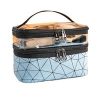 Sac de Rangement pour Maquillage Double Portable Large Capacity Makeup Bag Korean Version Ringer Travel Multifunctional Toiletry Bag Portable Storage Bag(Blue)