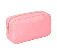 Sac de Rangement pour Maquillage Letter Patch Custom Travel Cosmetic Bag Personalized Nylon Pouch Toiletry Bag Chenille Patch Makeup Toiletries Girl Cosmetic Bag(Apricot,S)