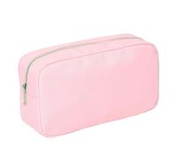 Sac de Rangement pour Maquillage Letter Patch Custom Travel Cosmetic Bag Personalized Nylon Pouch Toiletry Bag Chenille Patch Makeup Toiletries Girl Cosmetic Bag(Light Pink,S)