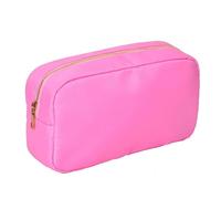 Sac de Rangement pour Maquillage Letter Patch Custom Travel Cosmetic Bag Personalized Nylon Pouch Toiletry Bag Chenille Patch Makeup Toiletries Girl Cosmetic Bag(Pink,S)