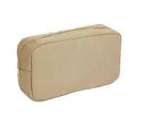 Sac de Rangement pour Maquillage Letter Patch Custom Travel Cosmetic Bag Personalized Nylon Pouch Toiletry Bag Chenille Patch Makeup Toiletries Girl Cosmetic Bag(Khaki,L)