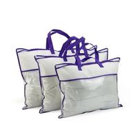 Sac de rangement pour oreillers de literie - Plastique polypropylène transparent - Longue durée de vie - Sac zippé avec poignées en nylon - 55 x 40 cm - Permet également de ranger vêtements