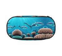 Sac de rangement pour papeterie avec imprimé baleines des mers profondes - Trousse à crayons multi-compartiments portable pour étudiant