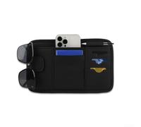 Sac de rangement pour pare-soleil de voiture avec support magnétique en cuir synthétique et emplacements pour cartes, design compact pour une organisation efficace dans les véhicules