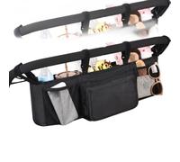 Sac de rangement pour poussette, sac de landau pour bébé imperméable et pliable avec deux poches isolées et sangles réglables, organisateur compact pour landaus, pour les voyages, l'extérieur, le cam