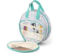 Sac de rangement pour projets de broderie en tissu Oxford avec plusieurs poches et poignée pour accessoires de point de croix, étui de transport rond portable pour cerceaux de broderie, fils de fil