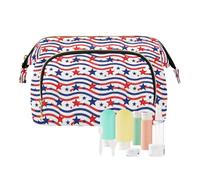 Sac de rangement pour salle de bain Motif étoile ondulée Rouge/blanc/bleu