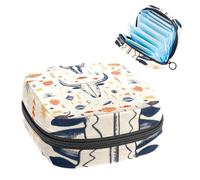 Sac de rangement pour sanitaire, support de coussin d'allaitement, sac à fermeture éclair, sac vintage pour période menstruelle, motif vache sauvage occidental, organiseur de tampon menstruel féminin