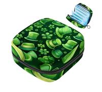 Sac de rangement pour serviettes hygiéniques à fermeture éclair, pochette souple pour serviettes hygiéniques, porte-tampon et porte-monnaie Motif trèfle à quatre feuilles