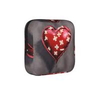 Sac de rangement pour serviettes hygiéniques avec imprimé cœur d'amour - Support portable pour serviettes hygiéniques - Pochette menstruelle pour adolescentes - Sac hygiénique réutilisable
