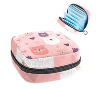 Sac de rangement pour serviettes hygiéniques avec motif visages et cœurs mignons en rose, grande pochette pour tasse menstruelle avec fermeture éclair, protège-slips pour filles et femmes