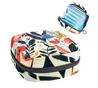 Sac de rangement pour serviettes hygiéniques colorées avec feuilles abstraites pour les premières règles pour filles et femmes, pochette pour tasse menstruelle féminine