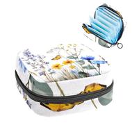 Sac de rangement pour serviettes hygiéniques, fleurs sauvages d'été, herbes et herbes avec papillon, sac portable pour serviettes menstruelles, protège-culottes, tampons hygiéniques, support de