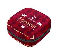Sac de rangement pour serviettes hygiéniques « Happy Valentine's Day Love Forever First Period » pour filles et femmes, pochette pour tasse menstruelle féminine