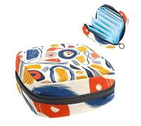 Sac de rangement pour serviettes hygiéniques, motif abstrait coloré pour les premières règles pour filles et femmes, pochette pour tasse menstruelle féminine, tampons
