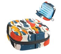 Sac de rangement pour serviettes hygiéniques, motif abstrait dessiné à la main avec blocs de couleur pour les premières règles pour filles et femmes, pochette pour tasse menstruelle féminine