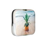Sac de rangement pour serviettes hygiéniques motif ananas par la mer, support portable pour serviettes, pochette menstruelle pour adolescentes, sac hygiénique réutilisable