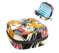 Sac de rangement pour serviettes hygiéniques, motif floral abstrait dessiné à la main, sac à fermeture éclair, sac menstruel pour adolescentes, filles
