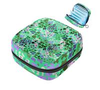Sac de rangement pour serviettes hygiéniques, motif léopard abstrait vert 904, trousse de première période pour filles et femmes, pochette pour tasse menstruelle féminine, tampons