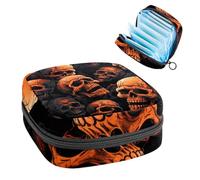 Sac de rangement pour serviettes hygiéniques, motif tête de mort d'Halloween - 911 - Pochette à fermeture éclair - Pour adolescentes et filles