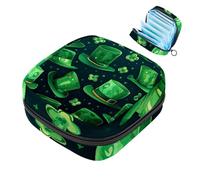 Sac de rangement pour serviettes hygiéniques, motif trèfle à quatre feuilles Happy St Patrick-486, trousse de première période pour filles et femmes, pochette pour tasse menstruelle, sac à tampon pour