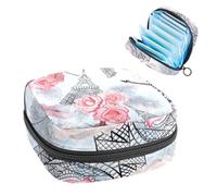 Sac de rangement pour serviettes hygiéniques, pochette de coupe menstruelle, organisateur de sac menstruel pour tampons féminins, roses, violon avec tour Eiffel