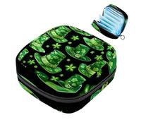 Sac de rangement pour serviettes hygiéniques, pochette portable pour tasse menstruelle, sac de première période pour femmes et filles, motif trèfle à quatre feuilles avec fermeture éclair 985