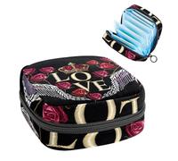 Sac de rangement pour serviettes hygiéniques, pochette pour gobelets menstruels, porte-serviettes menstruelles, organiseur pour femmes et filles, ailes d'amour, couronne et rose