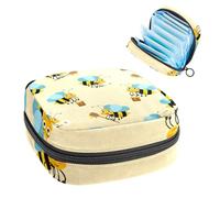 Sac de rangement pour serviettes hygiéniques, pochette pour gobelets menstruels, porte-serviettes menstruelles, organisateur pour femmes et filles, mignon dessin animé ouvrière, mascottes d'abeilles