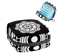 Sac de rangement pour serviettes hygiéniques, pochette pour gobelets menstruels, porte-serviettes menstruelles, organiseur pour femmes et filles, motif mandala noir et blanc