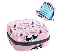 Sac de rangement pour serviettes hygiéniques, pochette pour gobelets menstruels, porte-serviettes menstruelles, organiseur pour femmes et filles, autocollants mignons licornes et lèvres