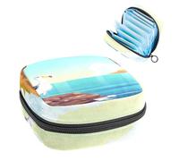 Sac de rangement pour serviettes hygiéniques, pochette pour gobelets menstruels, porte-serviettes menstruelles, organiseur pour femmes et filles, motif paysage d'oiseaux d'albatros