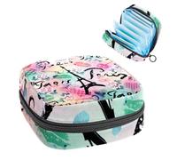 Sac de rangement pour serviettes hygiéniques, pochette pour tasse menstruelle, porte-serviettes menstruelles, organiseur pour femmes et filles, aquarelle Paris Tour Eiffel Fleur Rose