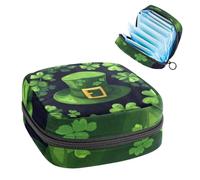 Sac de rangement pour serviettes hygiéniques portables, pochette pour gobelets menstruels, sac pour adolescentes, kit de première période, tampons, chapeau de la Saint-Patrick et feuilles de trèfle