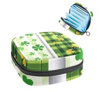 Sac de rangement pour serviettes hygiéniques portables, pochette pour gobelets menstruels, sac pour adolescentes, kit de première période, tampons de première période, trèfle à feuilles et rayures