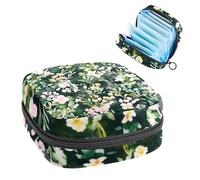 Sac de rangement pour serviettes hygiéniques portables, pochette pour gobelets menstruels, sac pour adolescentes, kit de première période, tampons de première période, fleurs sauvages, herbes vertes