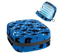 Sac de rangement pour serviettes hygiéniques, sac menstruel pour école adolescente, motif dinosaures bleus, pochette portable avec fermeture éclair, sac de serviettes hygiéniques porte-tampons pour