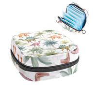 Sac de rangement pour serviettes hygiéniques, sac menstruel pour écolière, adolescentes, dinosaures, pochette portable avec fermeture éclair, sac de serviettes hygiéniques porte-tampons pour sac à