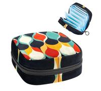 Sac de rangement pour serviettes hygiéniques, sac menstruel pour écolière, adolescentes, géométrique du milieu du siècle, pochette portable avec fermeture éclair, porte-serviettes hygiéniques pour sac