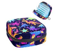 Sac de rangement pour serviettes hygiéniques, sac menstruel pour l'école, les adolescentes, dinosaures fluo, pochette portable avec fermeture éclair, sac de serviettes hygiéniques porte-tampons pour