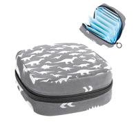 Sac de rangement pour serviettes hygiéniques, sac menstruel pour l'école, les adolescentes, les dinosaures, gris, pochette portable avec fermeture éclair, sac de serviettes hygiéniques porte-tampons