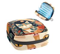 Sac de rangement pour serviettes hygiéniques, sac menstruel pour l'école, les adolescentes, les feuilles de lune du milieu du siècle, pochette portable avec fermeture éclair, sac de serviettes