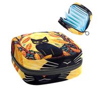 Sac de rangement pour serviettes hygiéniques, sac menstruel pour l'école, les adolescentes, les filles, motif chat du milieu du siècle, pochette portable avec fermeture éclair, sac de serviettes