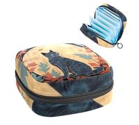 Sac de rangement pour serviettes hygiéniques, sac menstruel pour l'école, les adolescentes, les filles, motif chat du milieu du siècle, pochette portable avec fermeture éclair, porte-serviettes